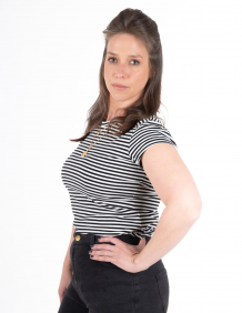 Alef Alef | אלף אלף - בגדי מעצבים | NO.14A טי שרט צמודה פסים שחור לבן Alef Alef | אלף אלף - בגדי מעצבים | NO.14A טי שרט צמודה פסים שחור לבן